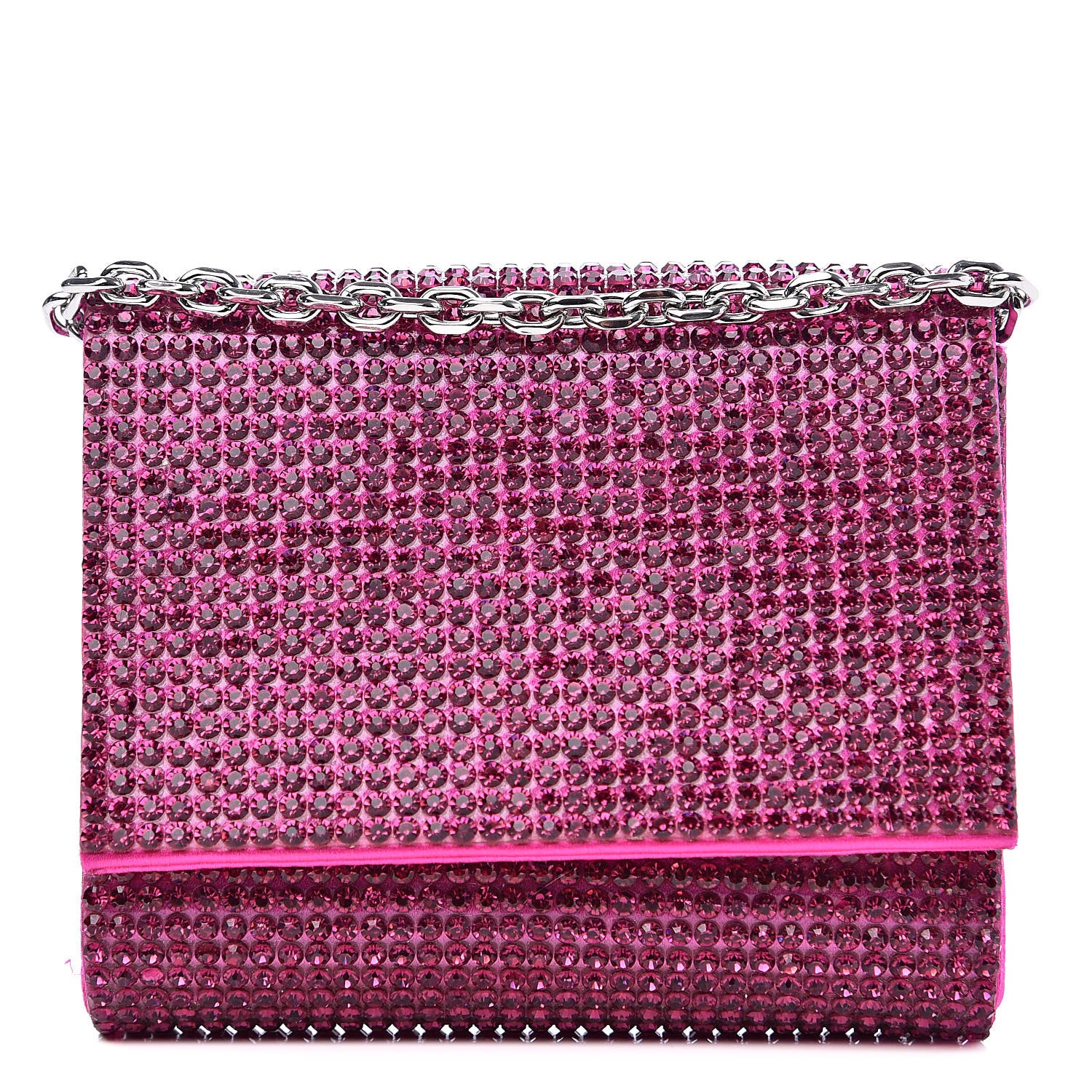 Judith Leiber Swarovski Crystal Micro Fizzy Clutch Silver Fuchsia 1 of 9