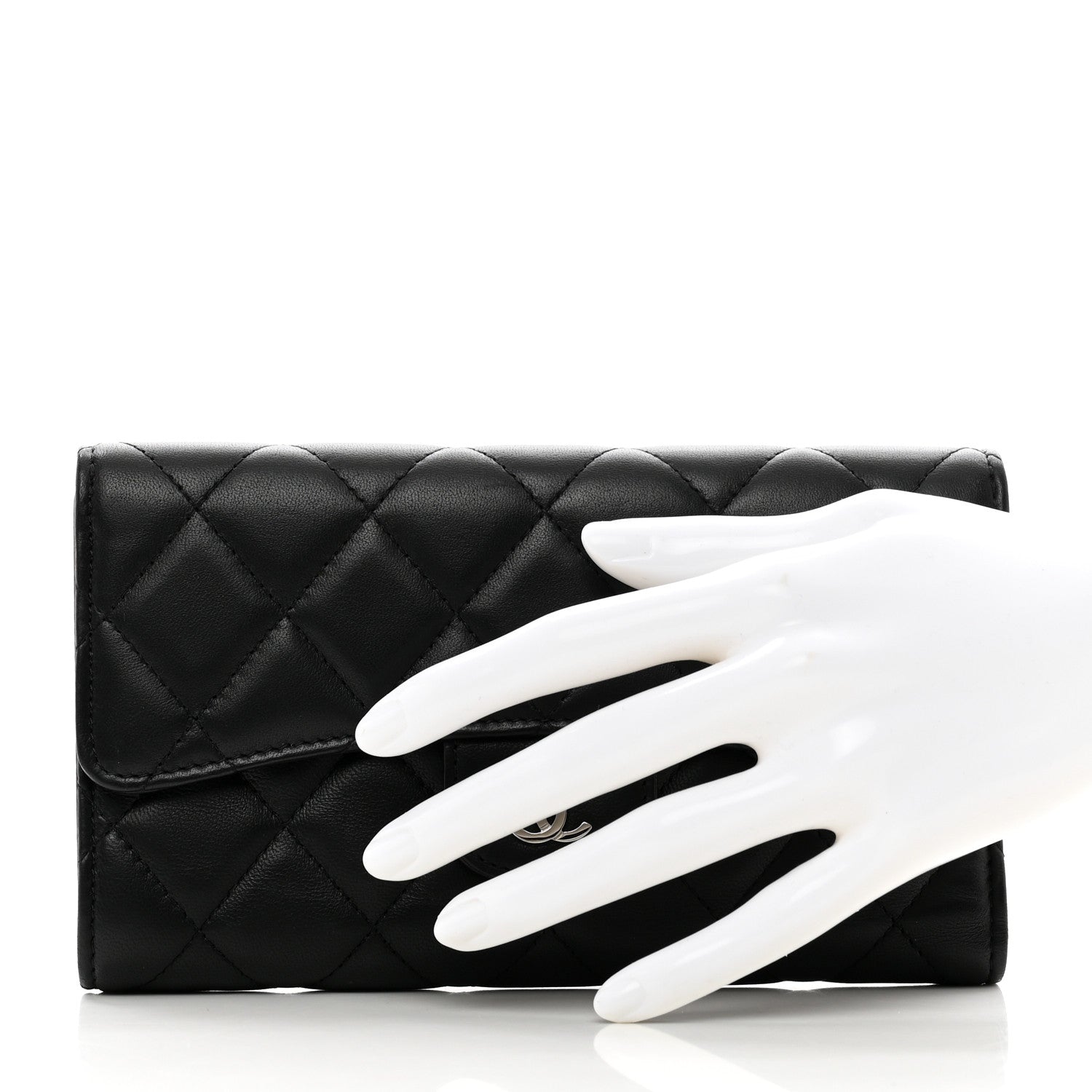 Chanel Lambskin Quilted Large Flap Wallet Black 2 of 8