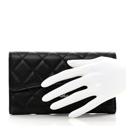 Chanel Lambskin Quilted Large Flap Wallet Black 2 of 8