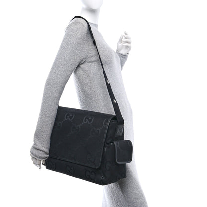 Gucci Canvas Monogram Jumbo GG Messenger Diaper Bag Black 2 of 11