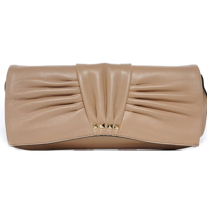 Valentino Garavani Leather Maizeon Cinched Clutch Sand 1 of 7