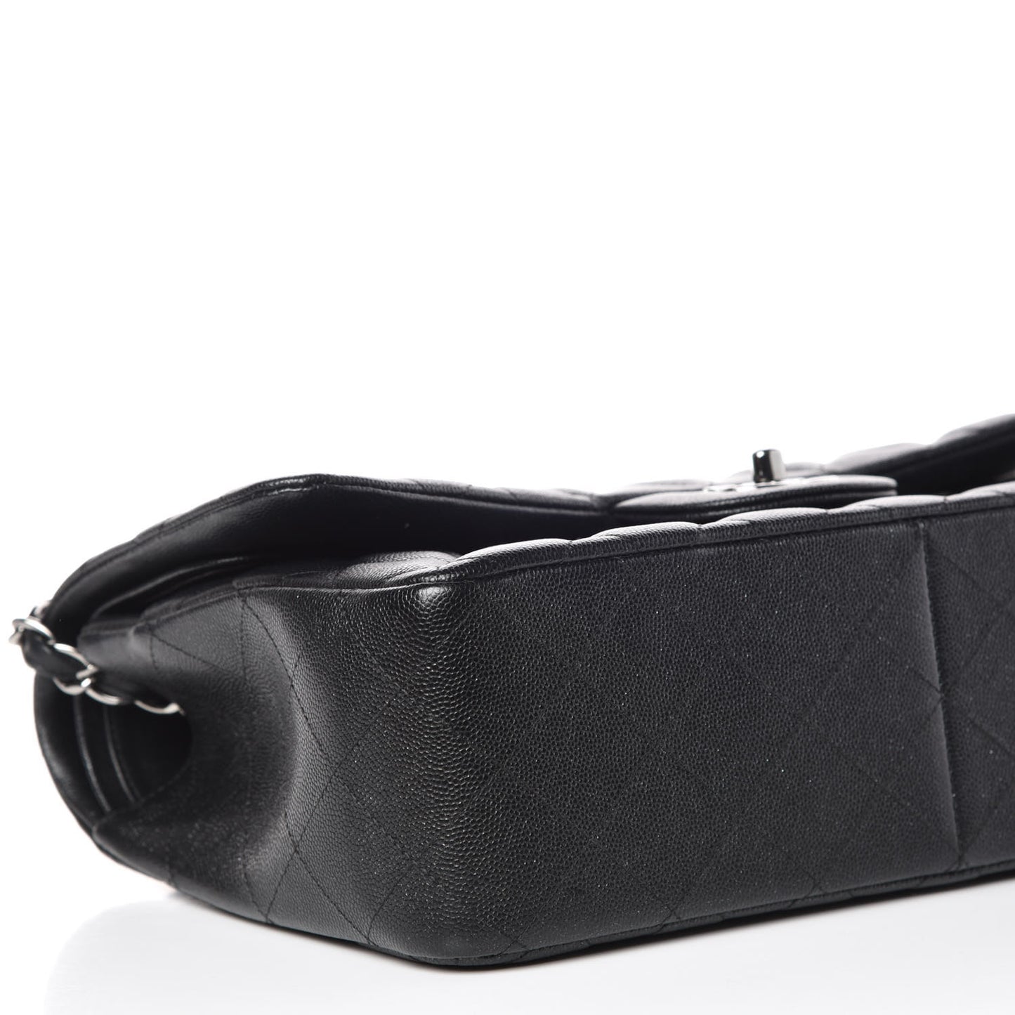 Iridescent Caviar Quilted Jumbo Double Flap Black
