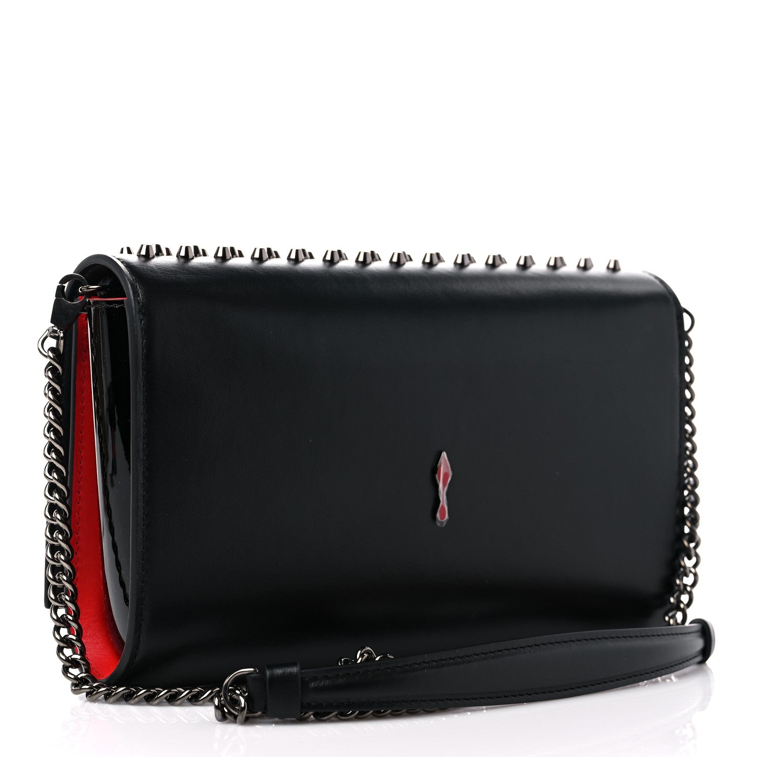 Christian Louboutin Calfskin Patent Spikes Paloma Clutch Black 3 of 9