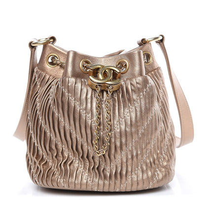 Chanel Metallic Lambskin Coco Pleats Small Drawstring Bag Gold 1 of 10