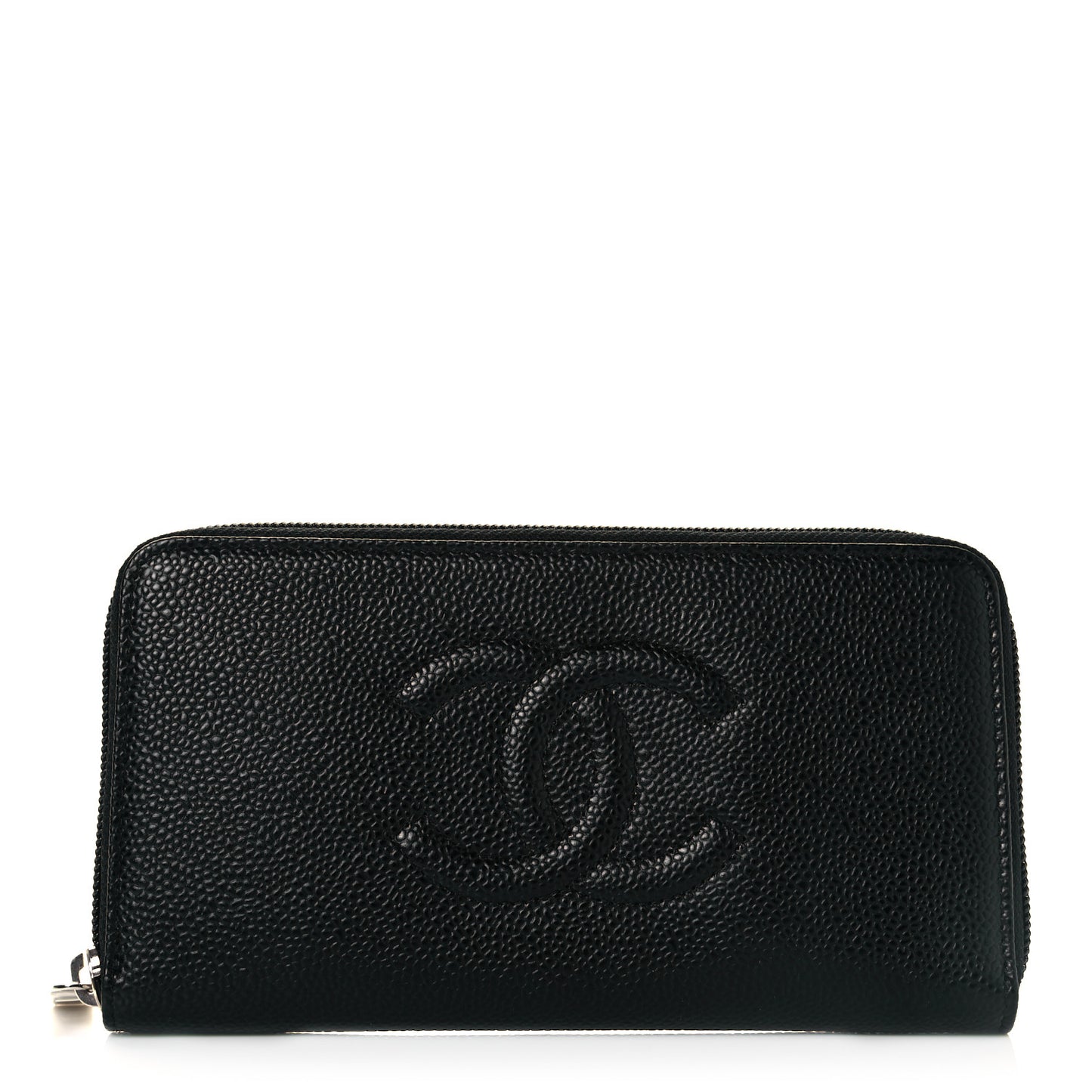 Caviar Large Timeless CC Zip Around Wallet Black