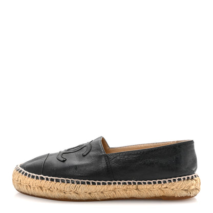 Chanel Lambskin CC Espadrilles 38 Black 1 of 10
