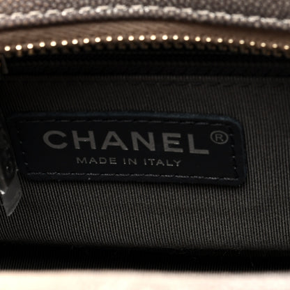 Chanel Metallic Caviar Chevron Quilted Small Gabrielle Hobo Light Silver Gold 6 of 10