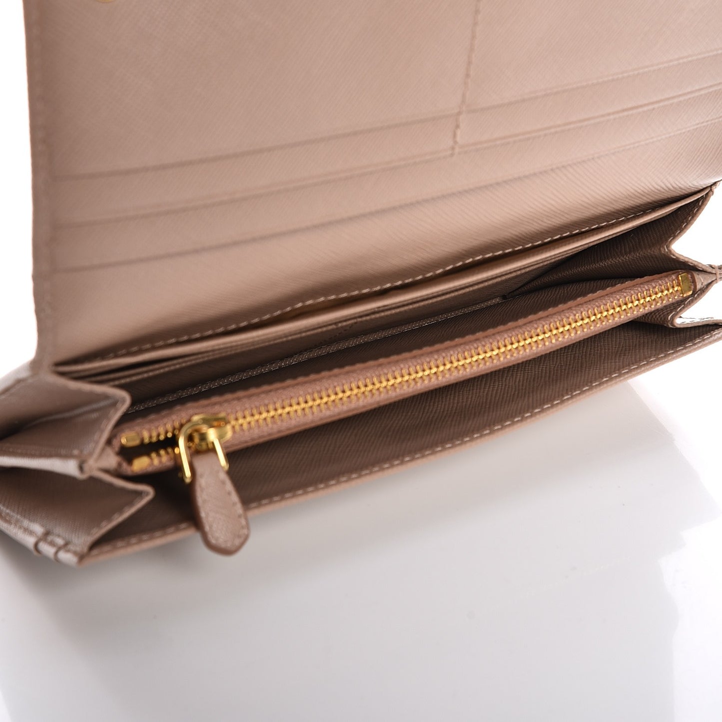 Saffiano Metal Continental Flap Wallet Cammeo