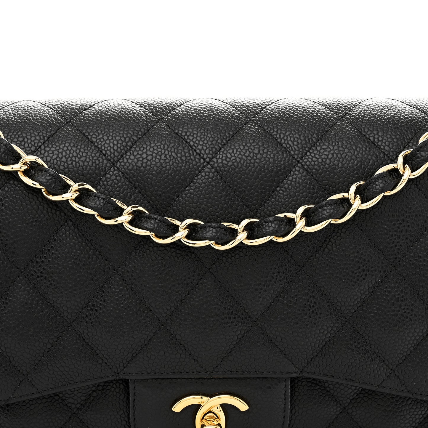 Caviar Quilted Jumbo Double Flap Black