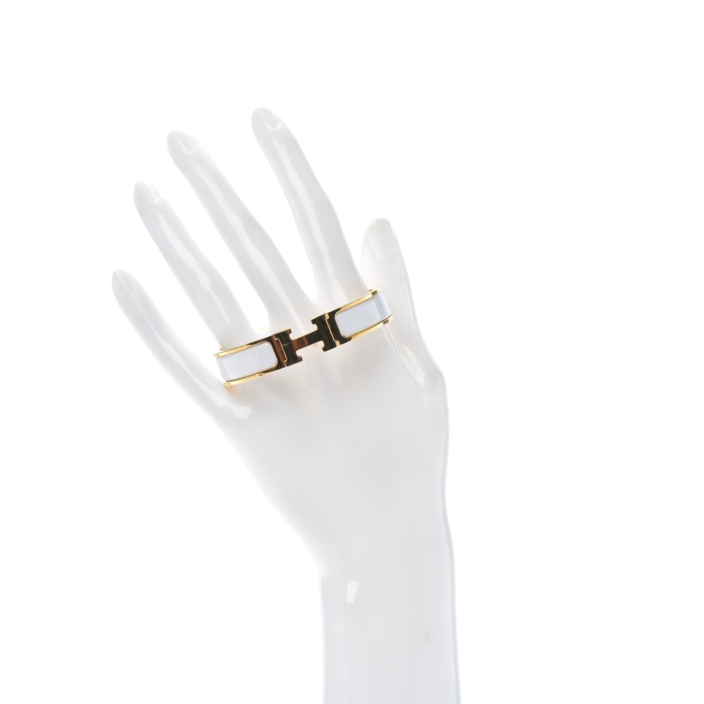 Enamel Narrow Clic Clac H Bracelet PM White