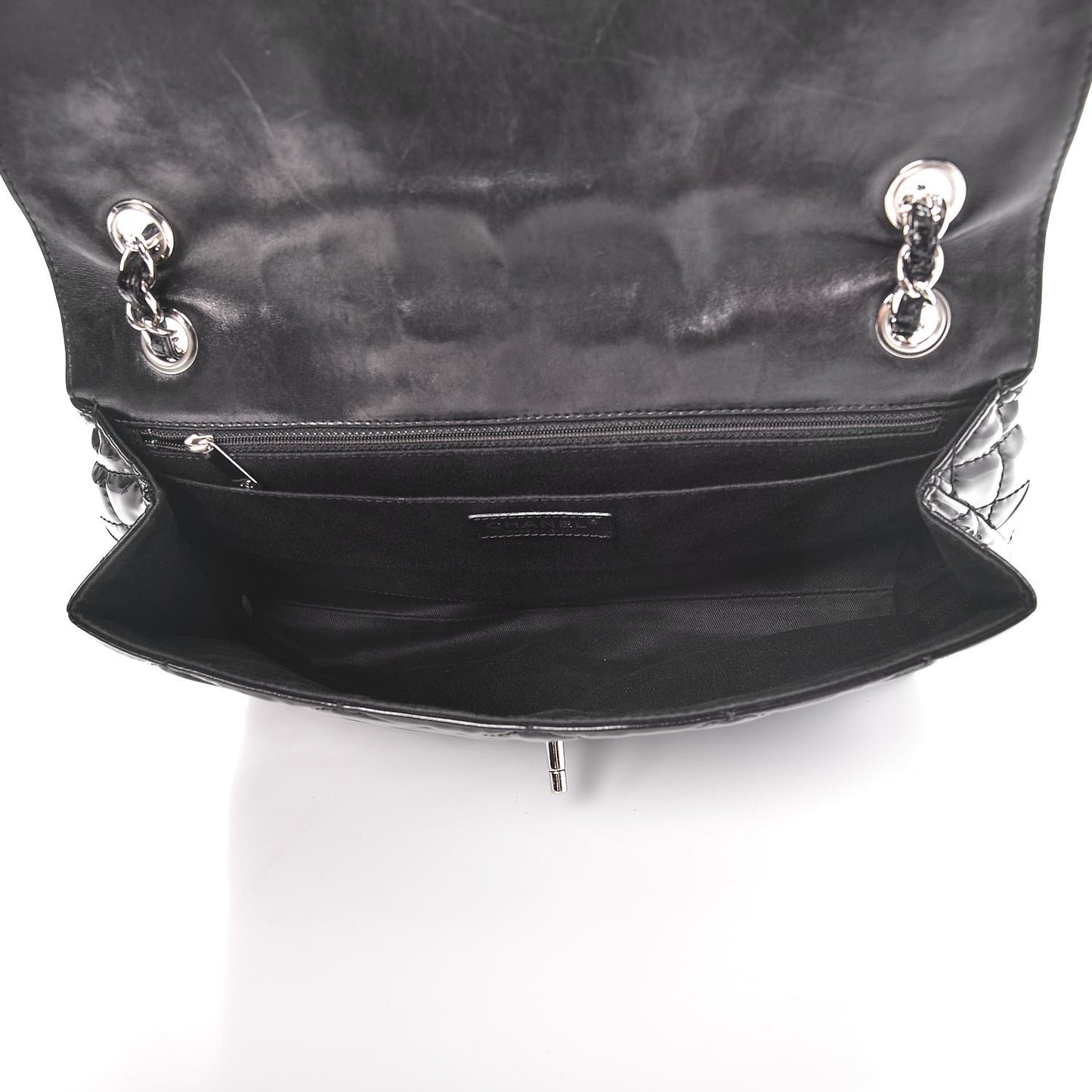 Vinyl Quilted In the Business Flap Bag Black
