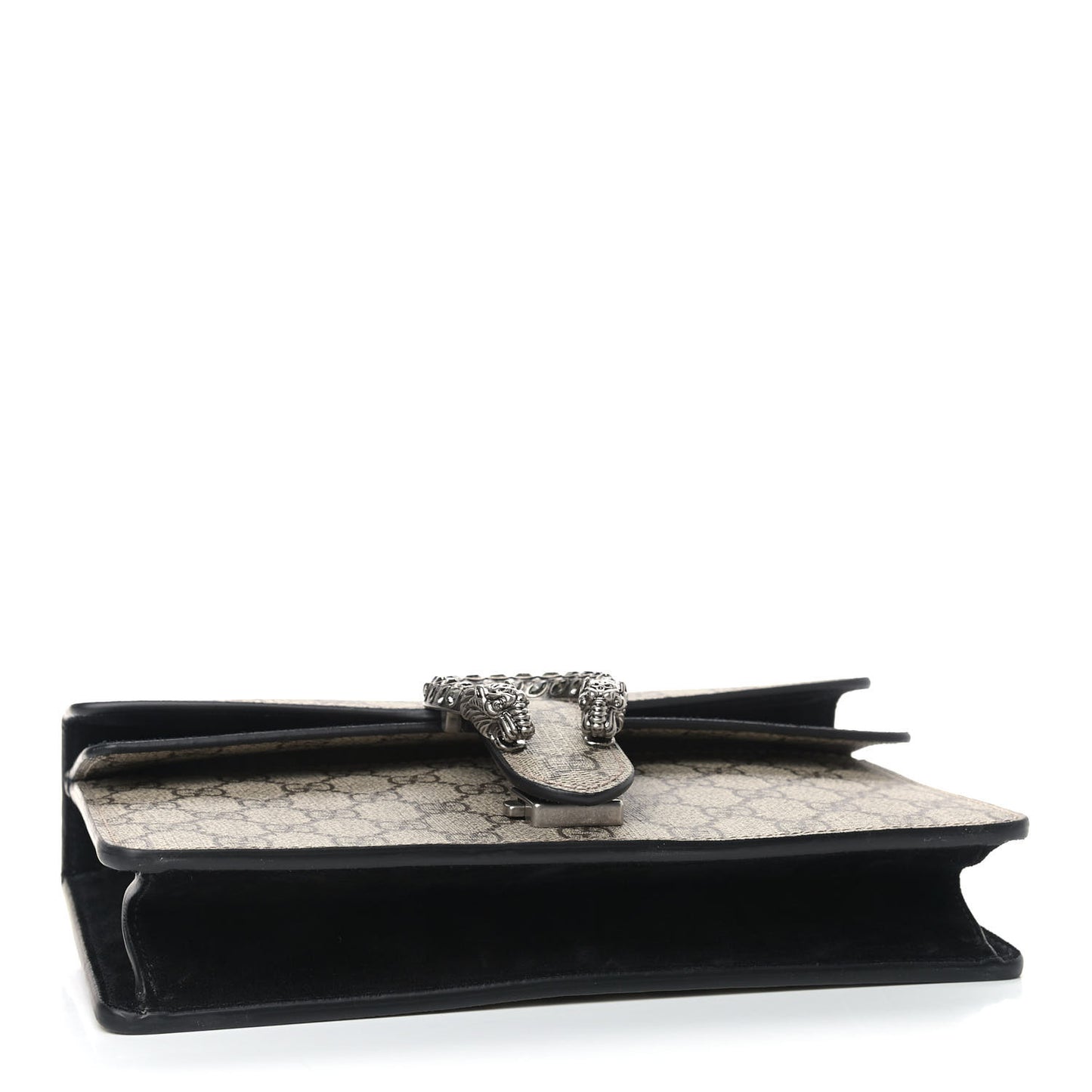 GG Supreme Monogram Suede Crystal Small Dionysus Shoulder Bag Beige Ebony Black