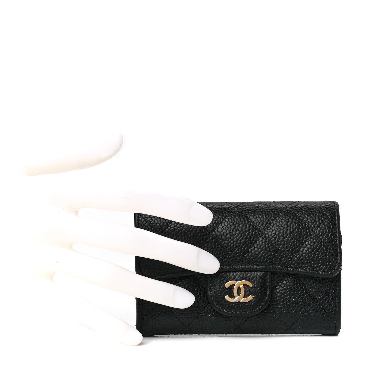Chanel Caviar Quilted Flap Card Holder Wallet Black 2 of 13
