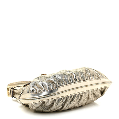 Gucci Metallic Guccissima Queen Bow Hobo Platinum 3 of 14