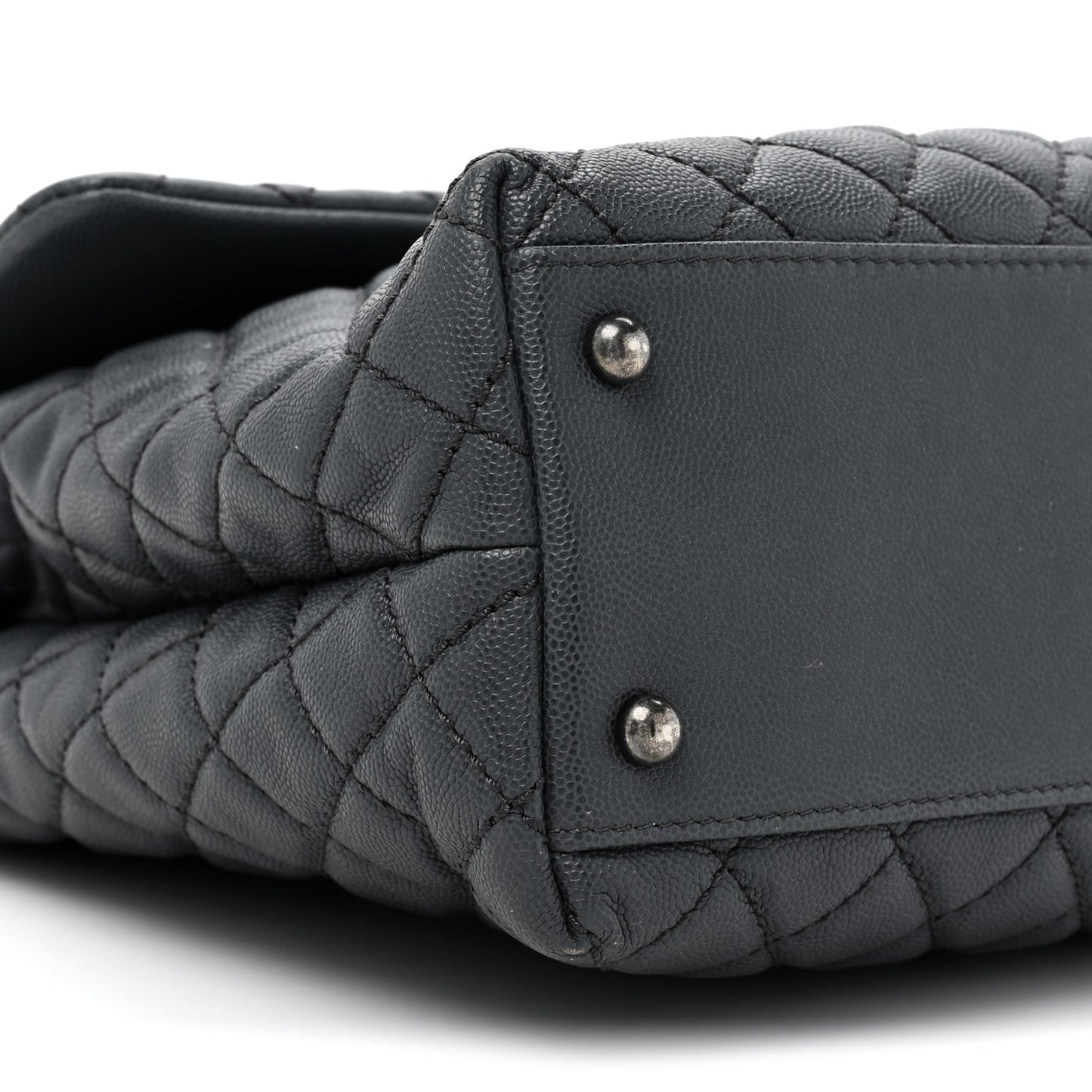 Caviar Lizard Quilted Large Coco Handle Flap Grey