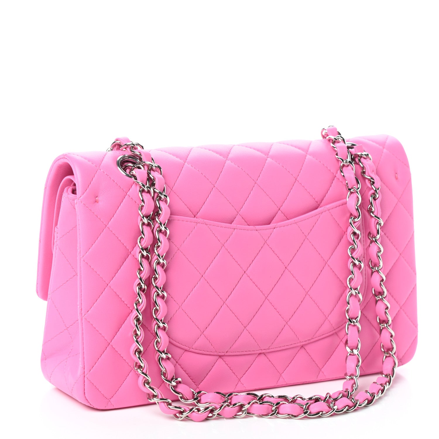 Chanel Lambskin Quilted Medium Double Flap Neon Pink 3 of 9