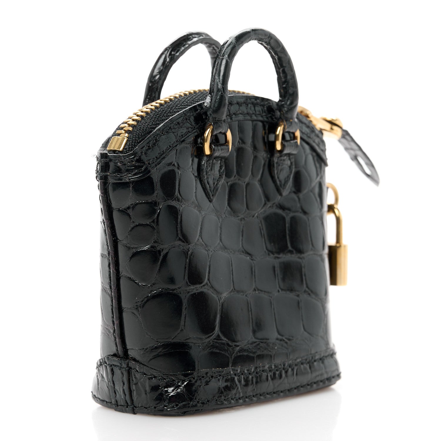 Louis Vuitton Alligator Mini Lockit Bag Charm Black 3 of 12