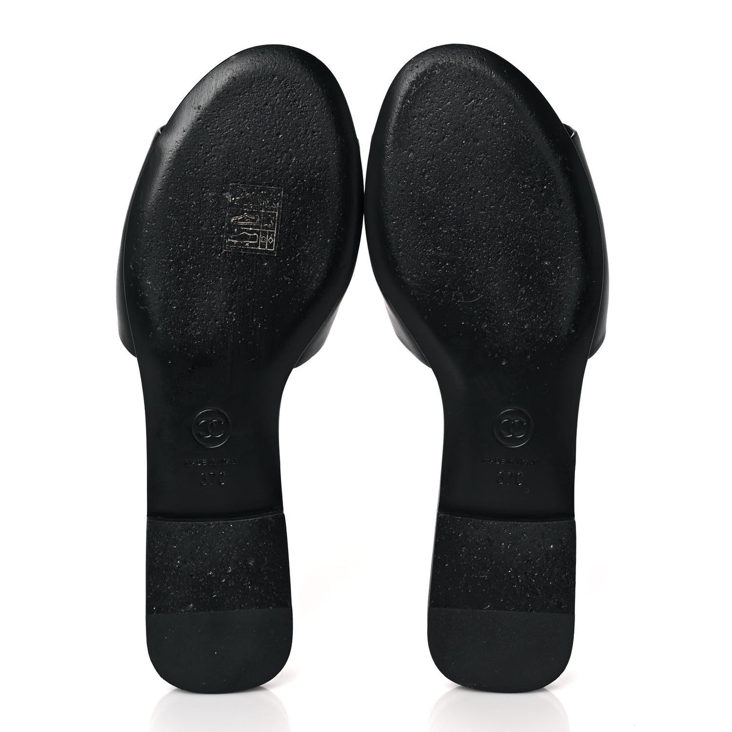 Lambskin Pearl CC Sandals 37 Black