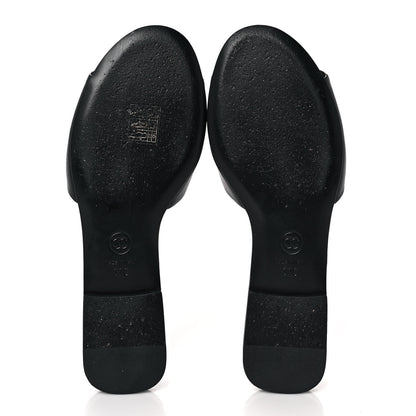 Chanel Lambskin Pearl CC Sandals 37 Black 5 of 9