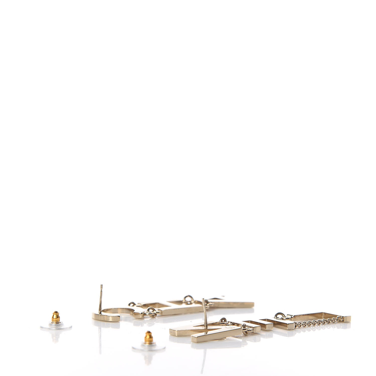 Chanel Metal Cha-Nel Logo Drop Earrings Gold 3 of 5