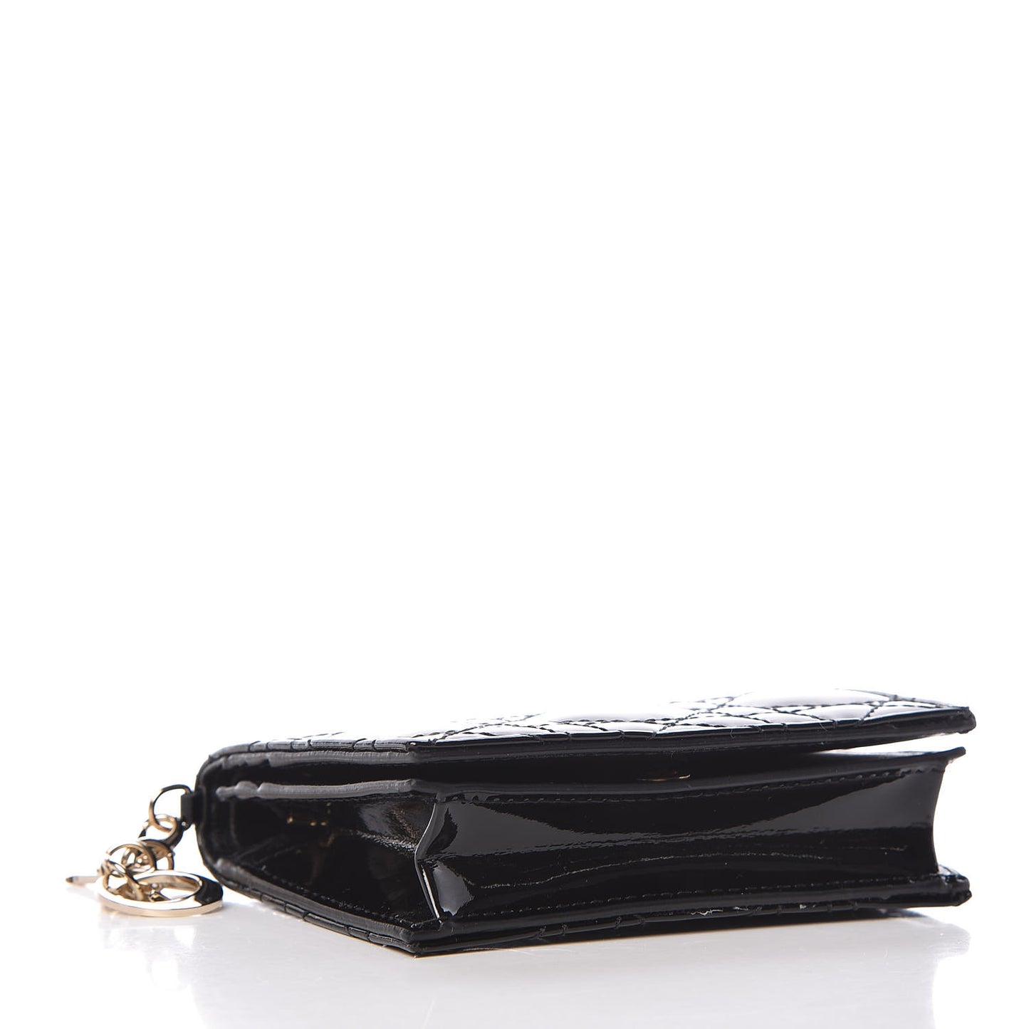 Patent Cannage Lady Dior Mini Wallet Black