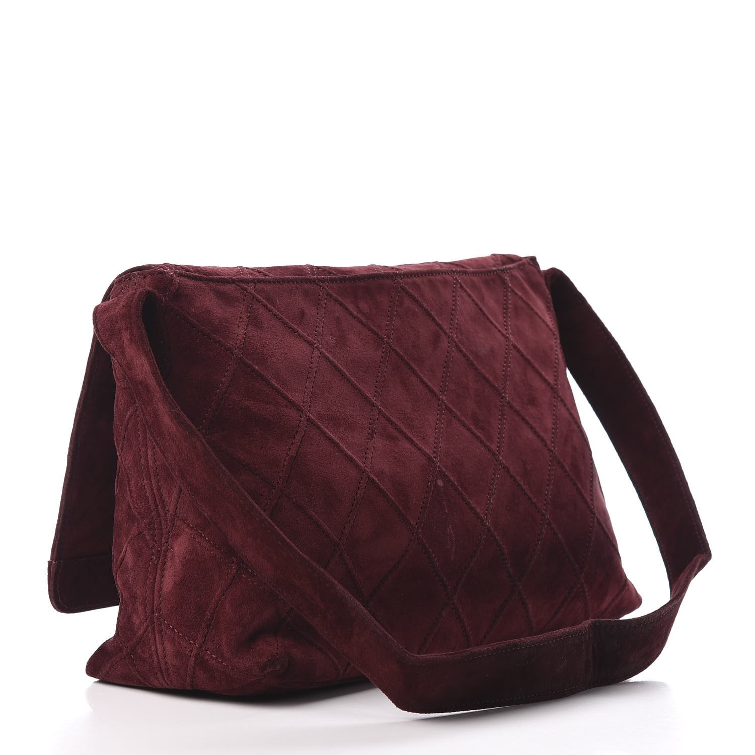 Chanel Suede Diamond Stitch Flap Bag Burgundy 3 of 10