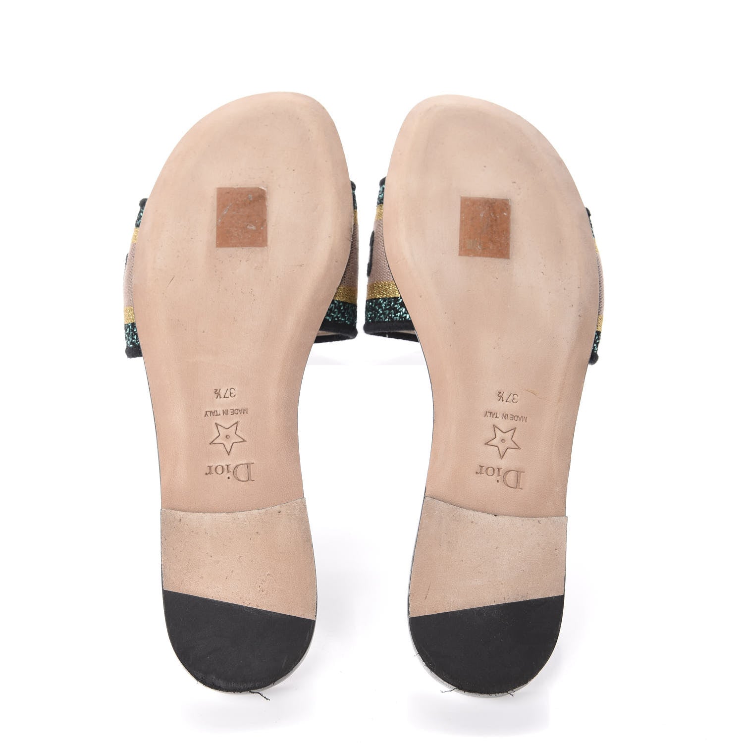 Christian Dior Canvas Metallic Embroidered Dway Mules Slide Sandals 37.5 Multicolor 5 of 9