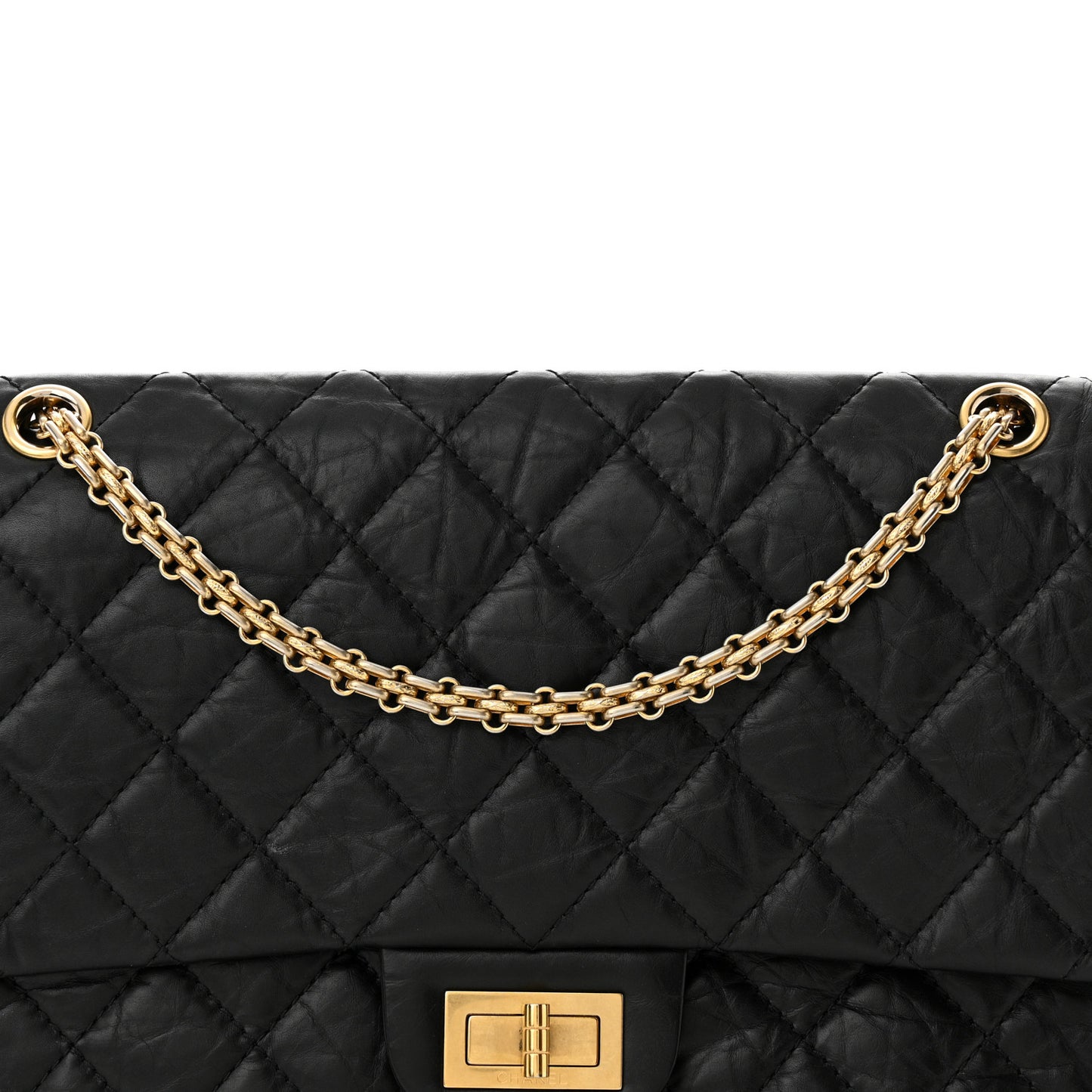 Aged Calfskin Quilted 2.55 Reissue 227 Flap Black