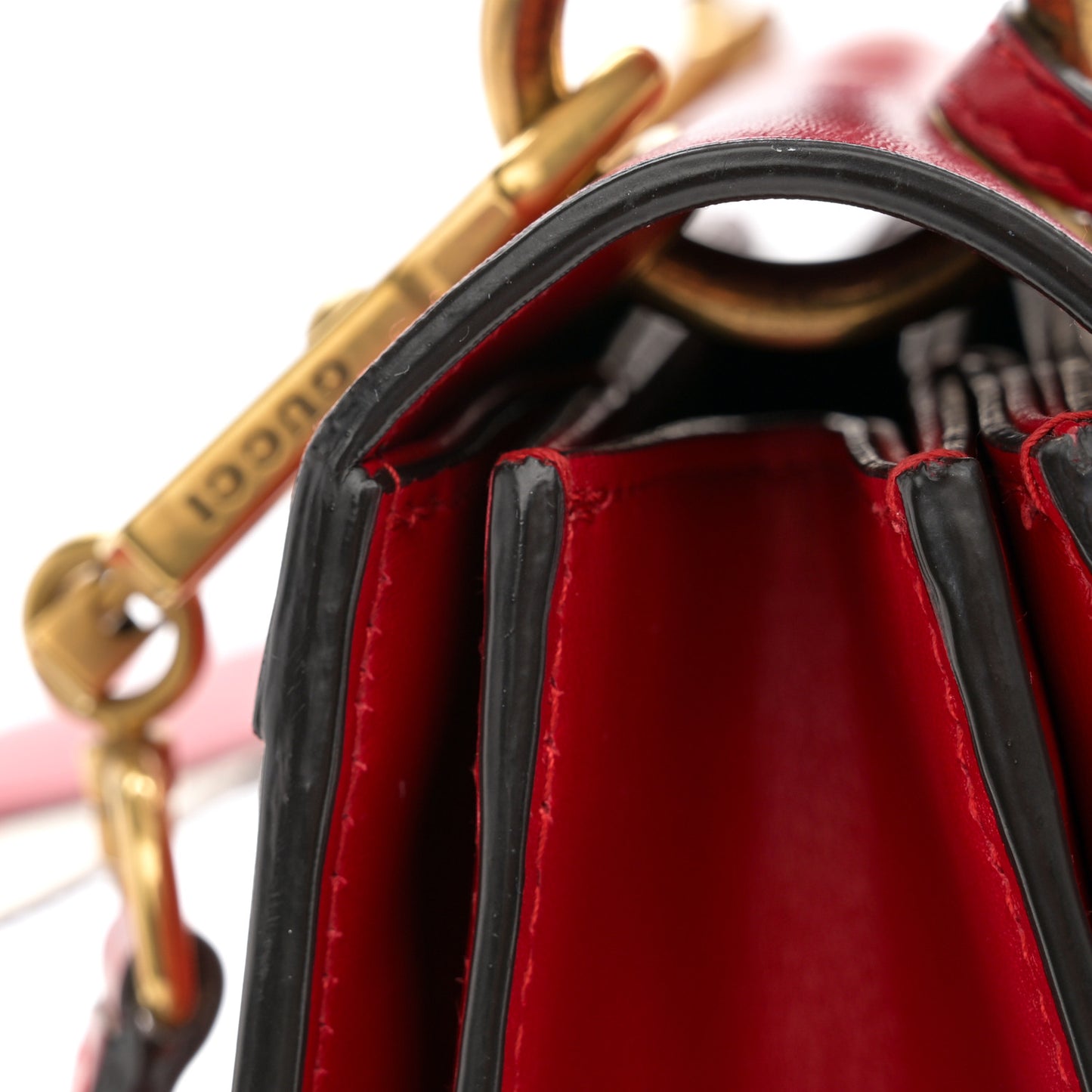 Calfskin Sylvie Web Small Queen Margaret Top Handle Bag Red