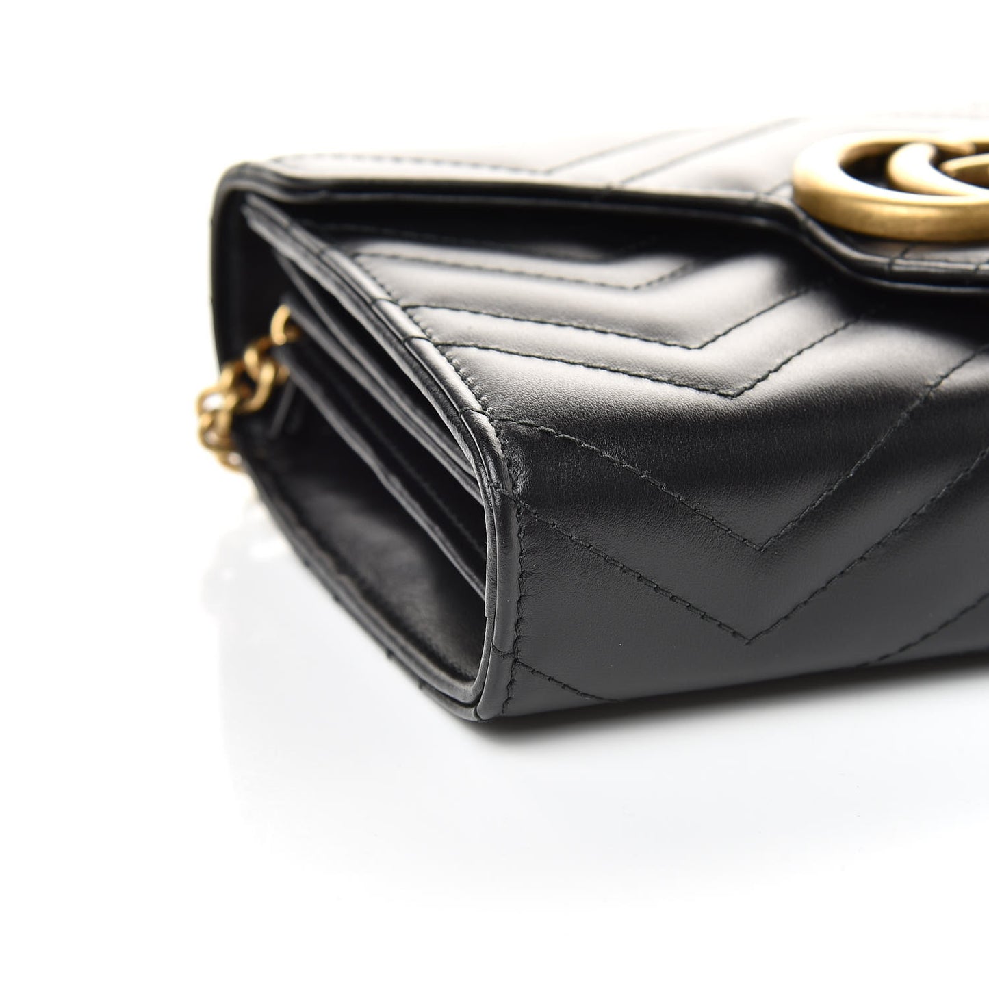 Calfskin Matelasse GG Marmont Chain Wallet Black