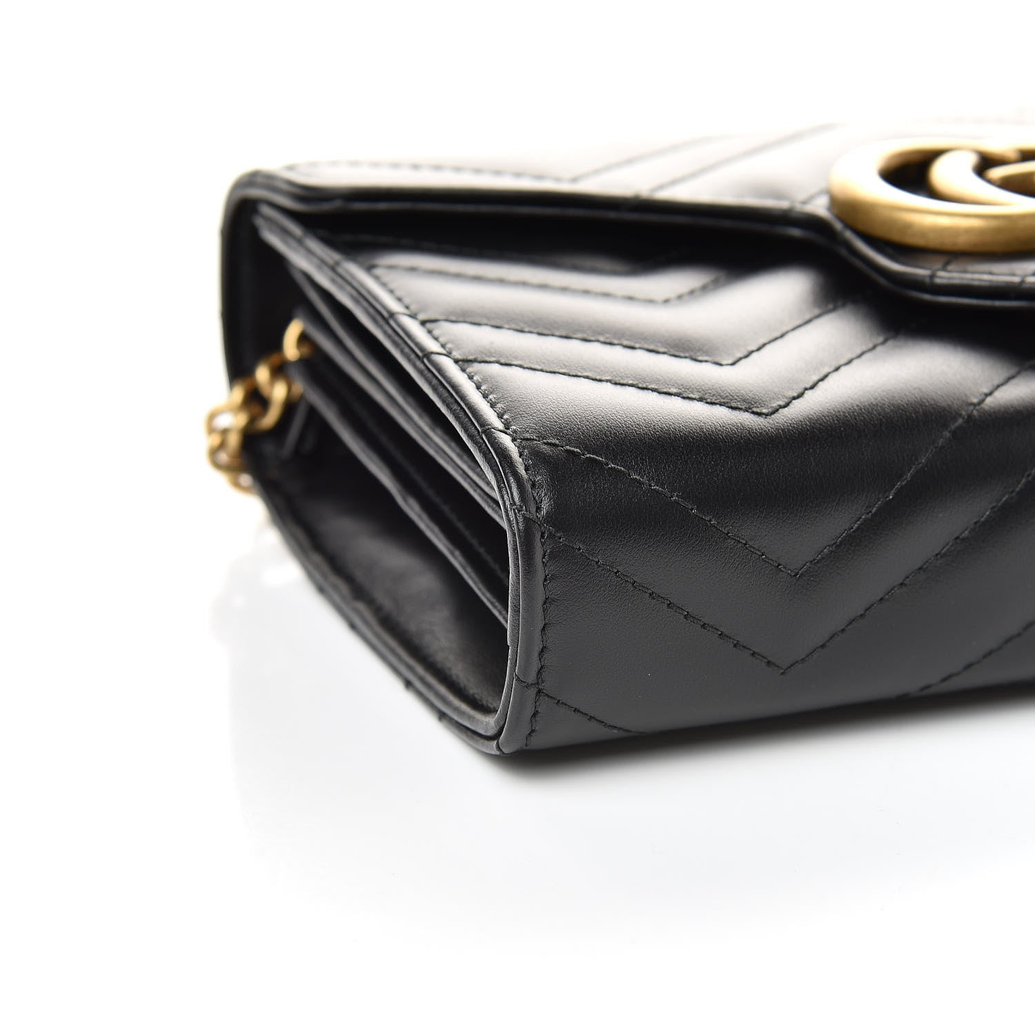 Gucci Calfskin Matelasse GG Marmont Chain Wallet Black 8 of 10