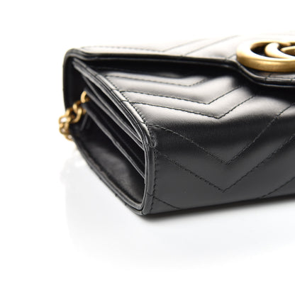 Gucci Calfskin Matelasse GG Marmont Chain Wallet Black 8 of 10
