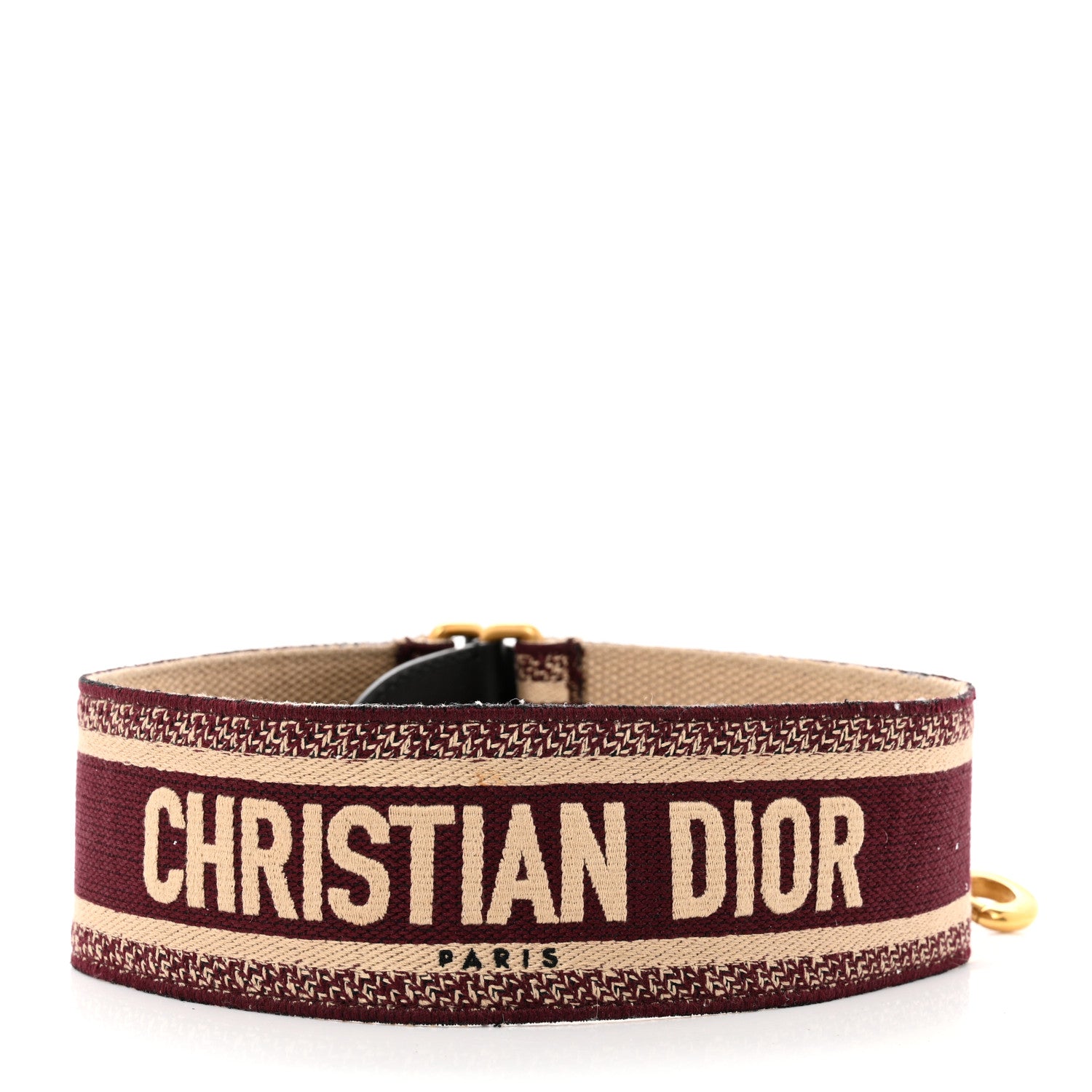 Christian Dior Canvas Embroidered Shoulder Strap Burgundy 2 of 6