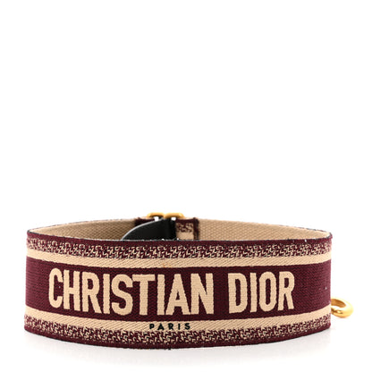 Christian Dior Canvas Embroidered Shoulder Strap Burgundy 2 of 6