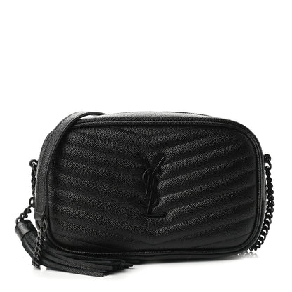 Saint Laurent Grain De Poudre Matelasse Monogram Mini Lou Camera Bag Black 1 of 9