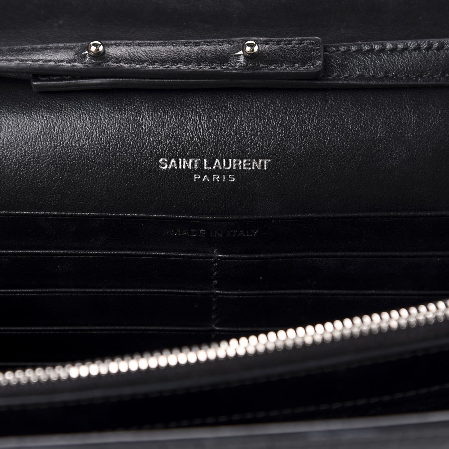 Crocodile Embossed Calfskin Monogram Chain Wallet Black