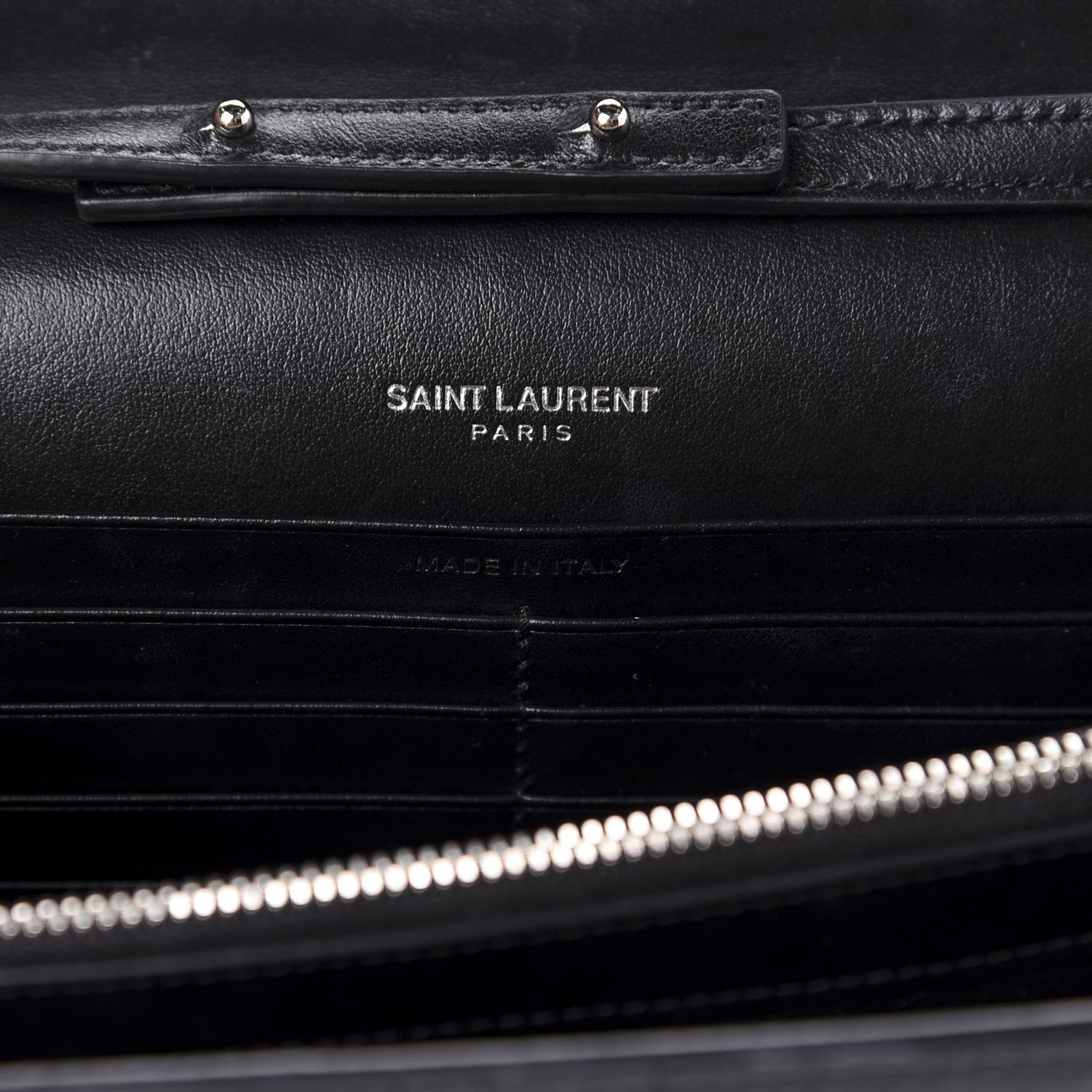 Saint Laurent Crocodile Embossed Calfskin Monogram Chain Wallet Black 8 of 10
