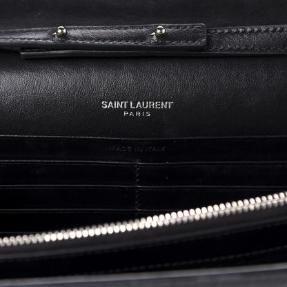Saint Laurent Crocodile Embossed Calfskin Monogram Chain Wallet Black 8 of 10