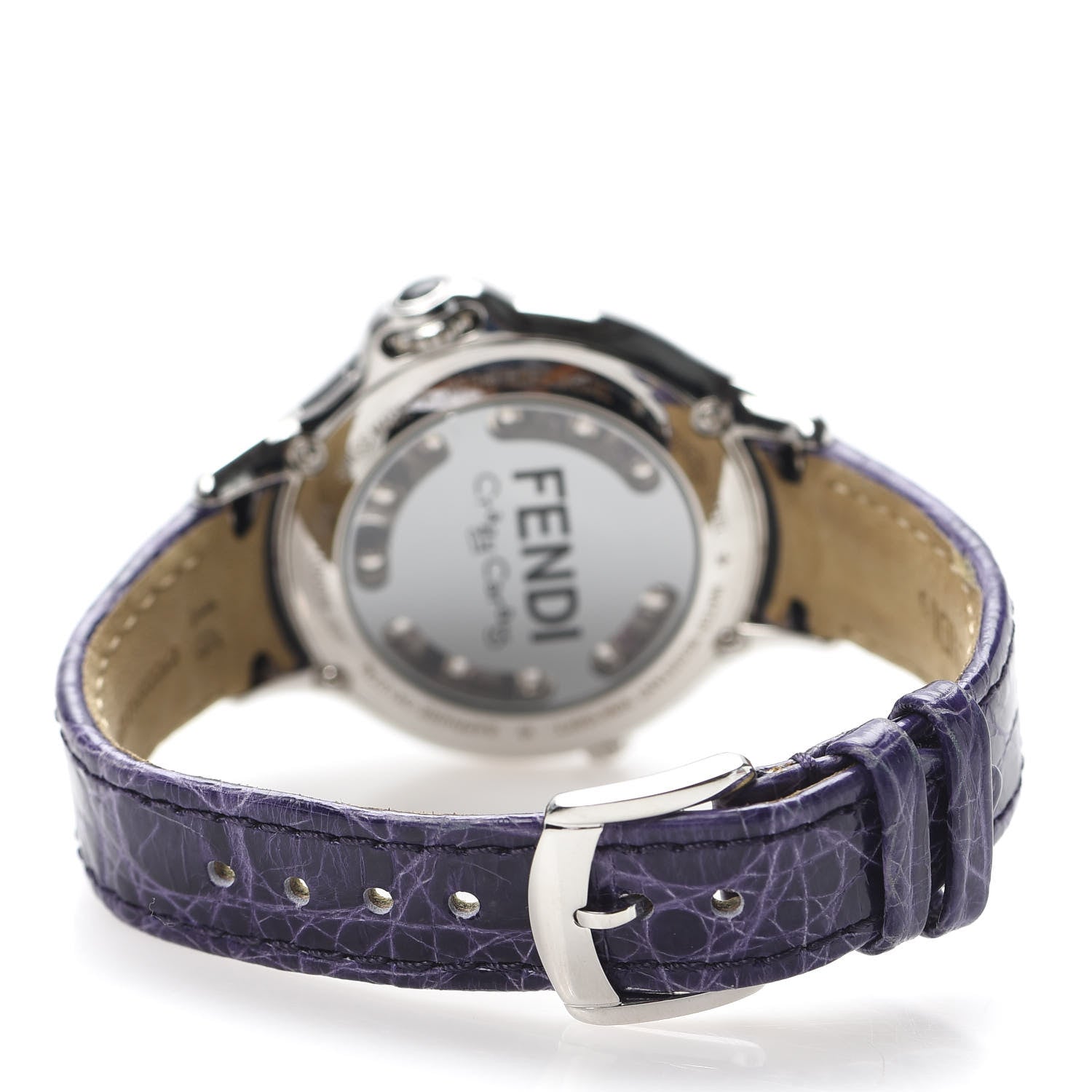 Fendi Stainless Steel Alligator Diamond Bezel Topaz 38mm Crazy Carats Rotating Gem Quartz Watch 5 of 8