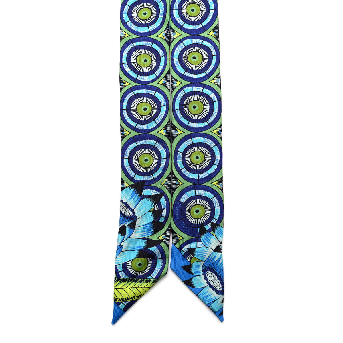 Hermes Silk The Savana Dance Twilly Rose Indien Indigo Vert 2 of 6