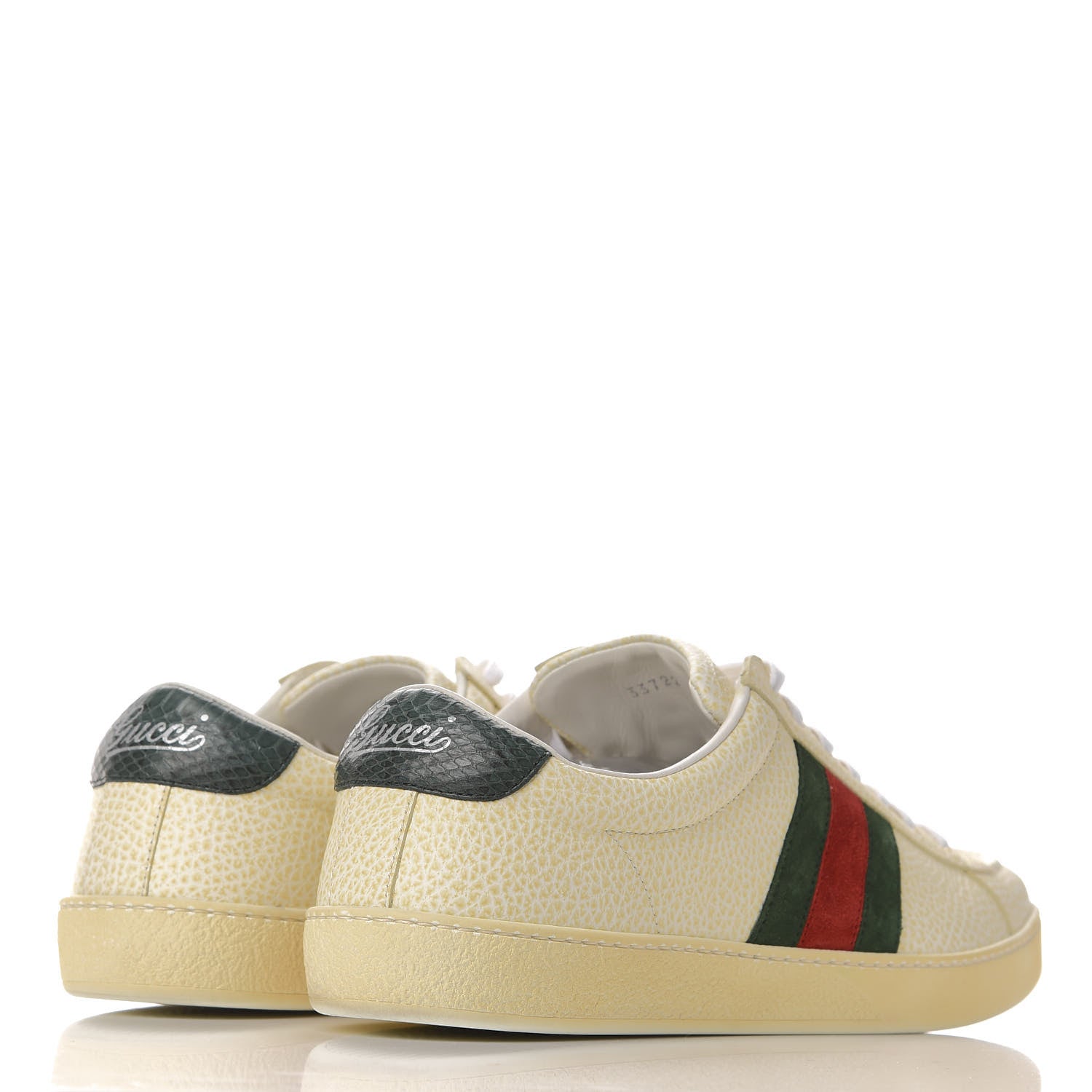 Gucci Grained Calfskin Ayers Mens Ace Sneakers 9.5 White Verde Rosso 4 of 10