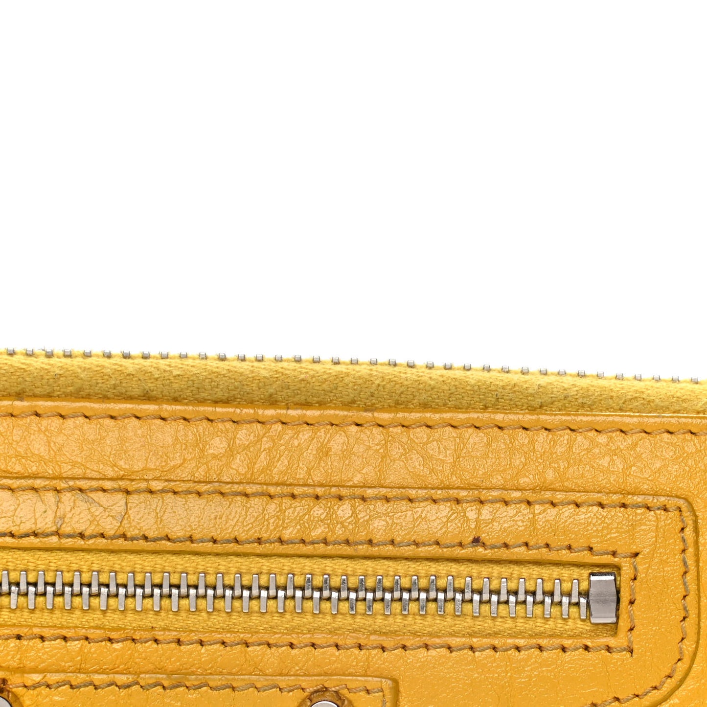 Agneau Classic Silver Hardware Continental Zip Around Jaune Epi