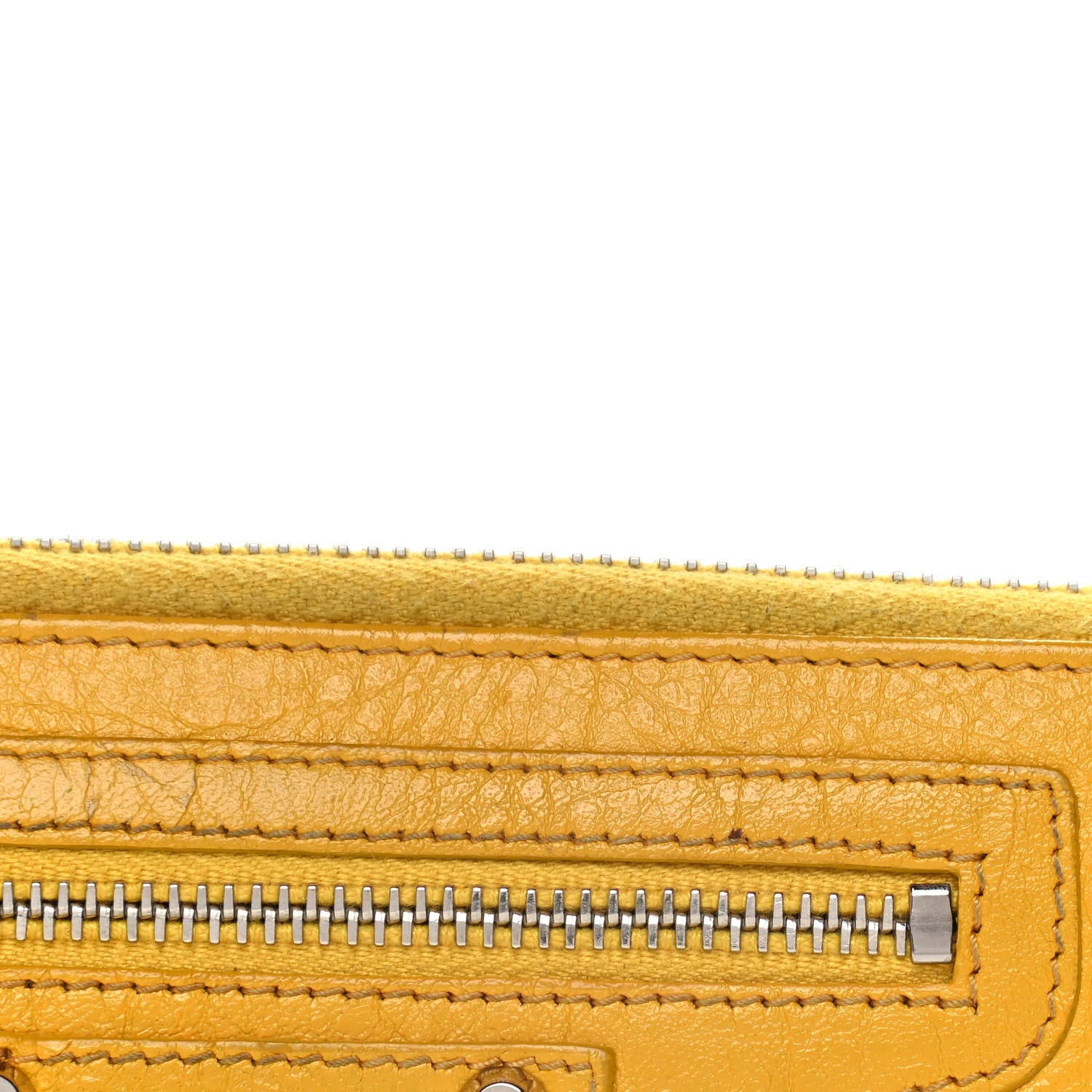 Balenciaga Agneau Classic Silver Hardware Continental Zip Around Jaune Epi 12 of 19