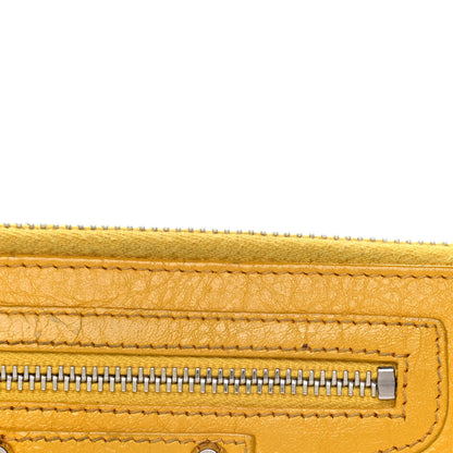 Balenciaga Agneau Classic Silver Hardware Continental Zip Around Jaune Epi 12 of 19