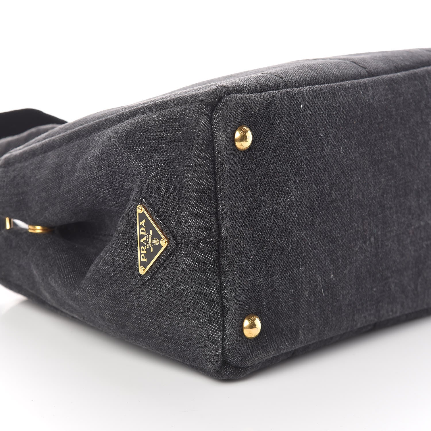 Prada Denim Small Logo Tote Black 8 of 9