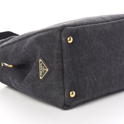 Prada Denim Small Logo Tote Black 8 of 9