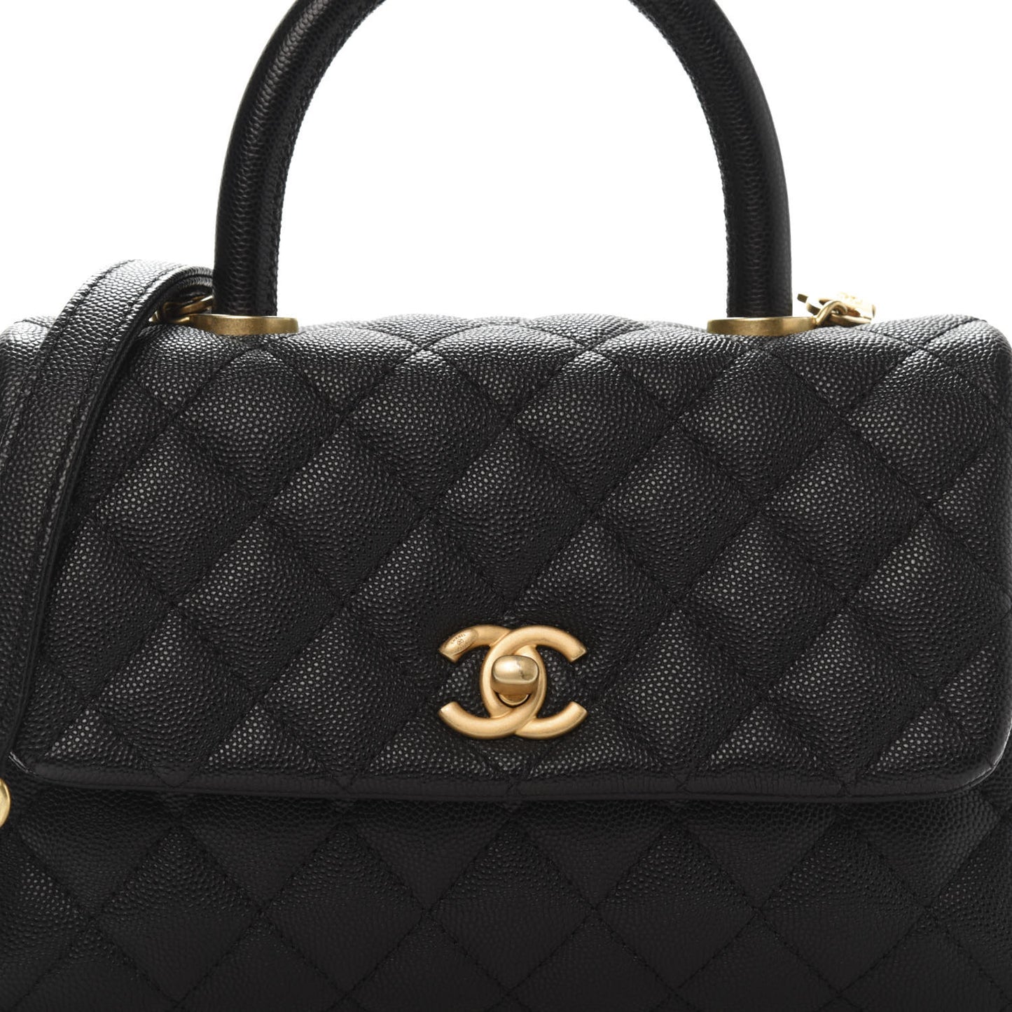 Caviar Quilted Mini Coco Handle Flap Black