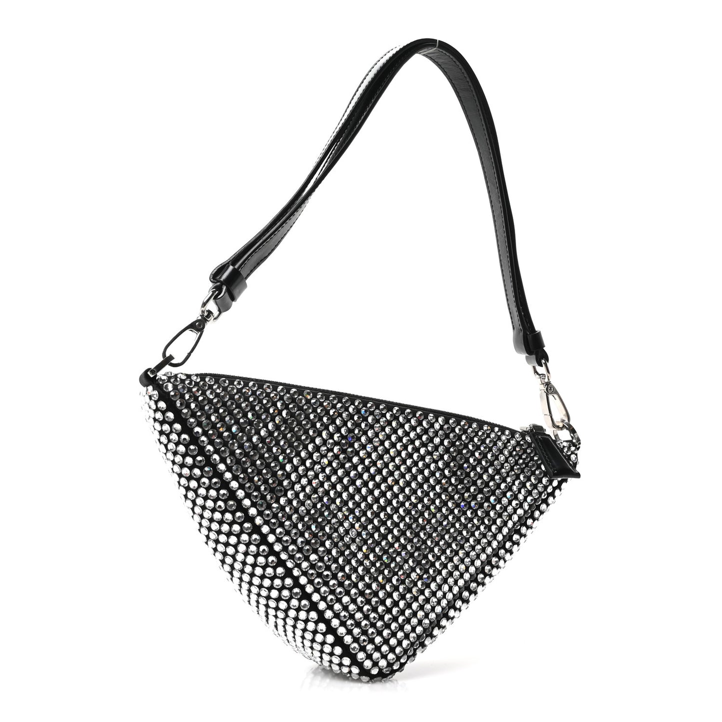 Satin Crystal Triangle Pouch Cristal