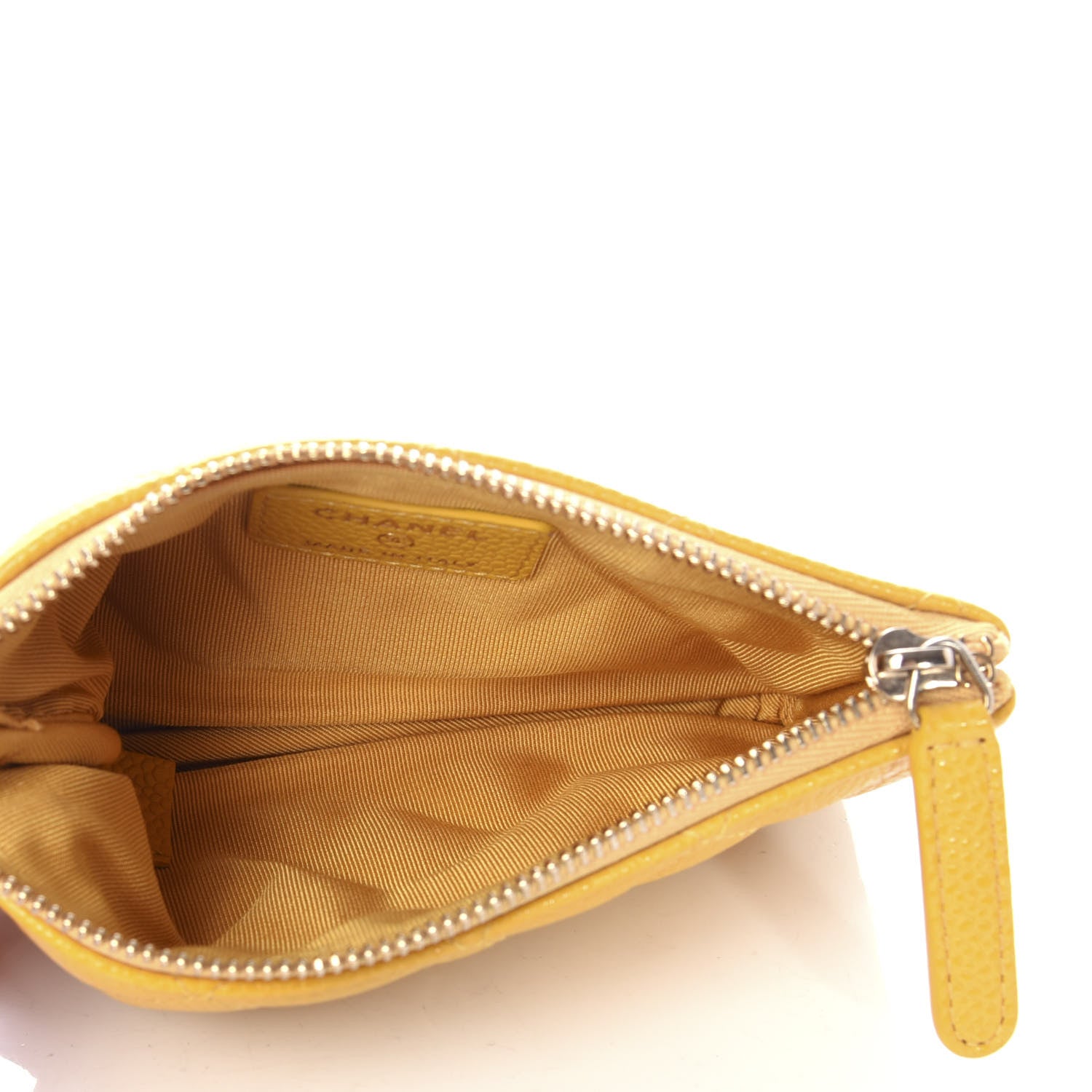 Chanel Caviar Quilted Small Cosmetic Case Yellow 5 of 8