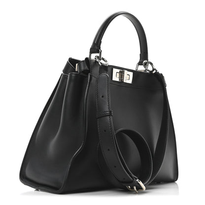 Fendi Vitello Seta Snakeskin Crocodile Monster Eyes Medium Peekaboo Iconic Satchel Black Girasole 3 of 10
